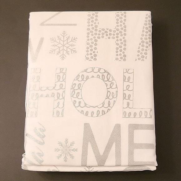 NEW Holiday Shower Curtain, White & Silver, 72" x 72" - Picture 4 of 9